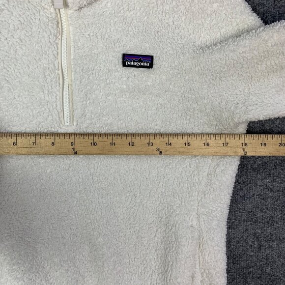 Patagonia Fleece Sherpa Teddy Pullover 1/4 Zip XLarge 14‎ Girls White - Picture 5 of 11